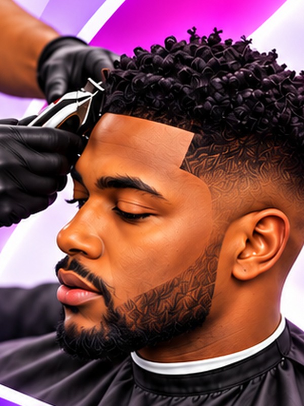 Barber finishing a precision fade at Aura Era